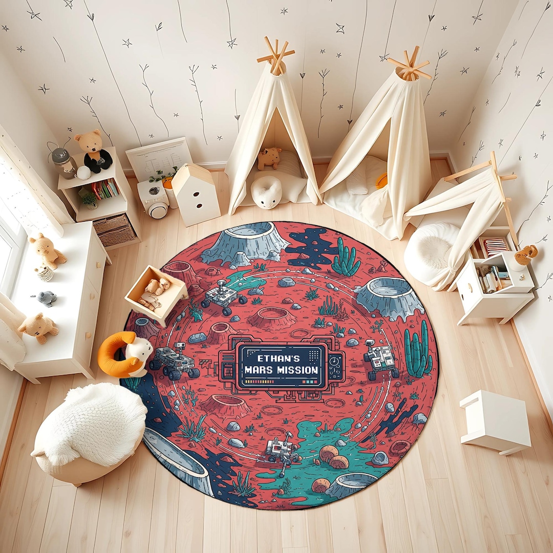 Personalized Mars Mission Rug, Kids Space Play Mat - Etsy