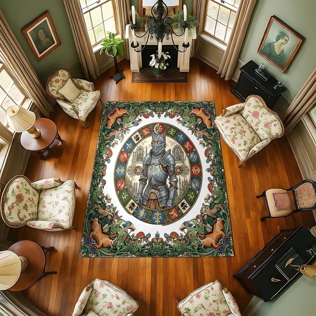 Medieval Knight Rug: Gothic Armor, Heraldic Crests, Fantasy Decor - Etsy