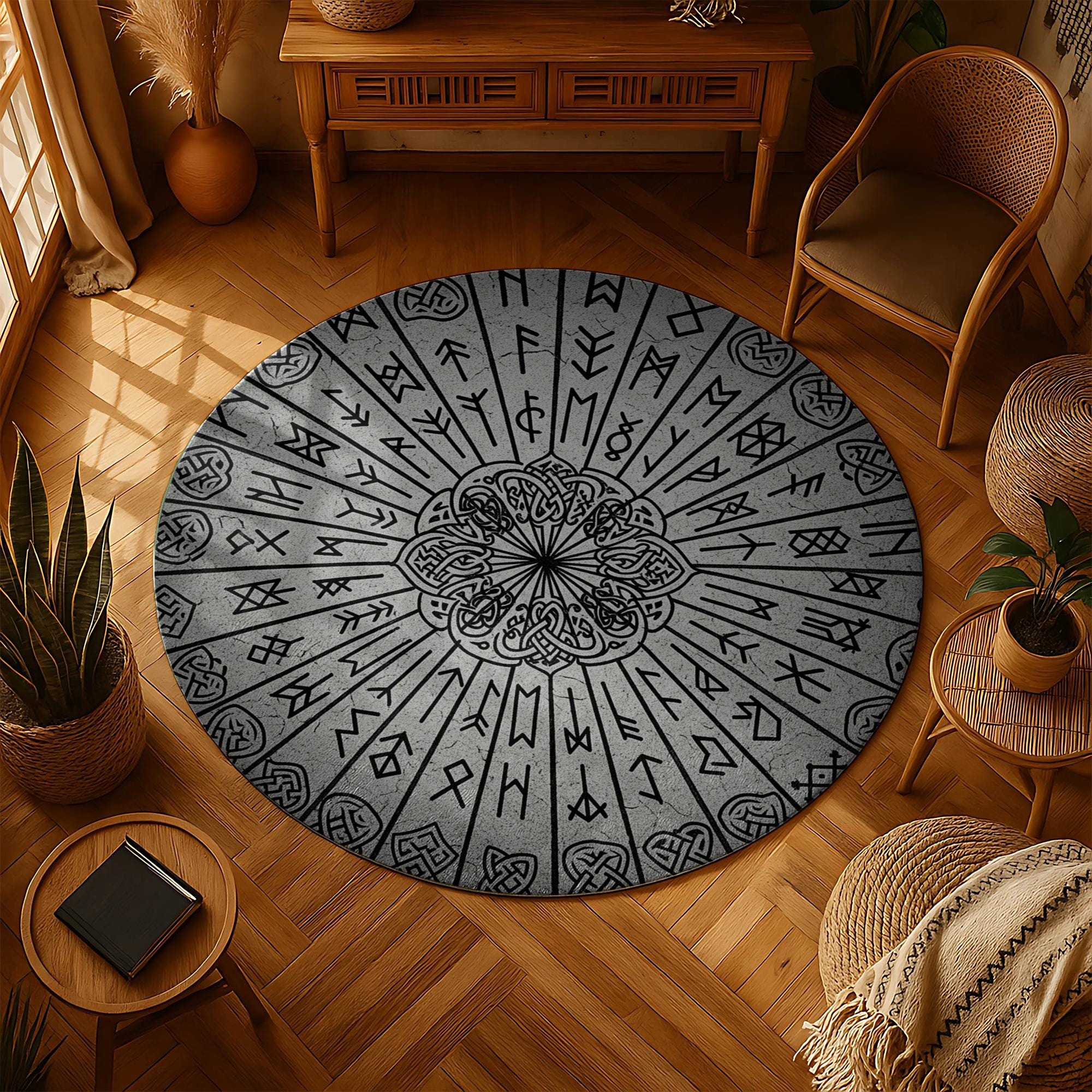 Nordic Rune Circle Rug – Viking Elder Futhark Symbol Carpet - Etsy