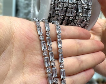 Crystal Rhinestone Chain: Silver Plated Beads, DIY Jewelry Making