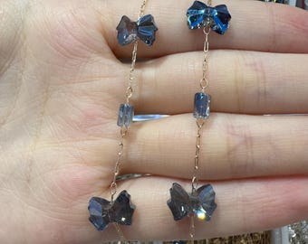 Blue Crystal Butterfly Bead Chain, Kawaii Jewelry, DIY Bracelet Necklace