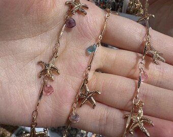 Zeester bedelketting met pastelkleurige kristallen | Strand doe-het-zelfsieraden