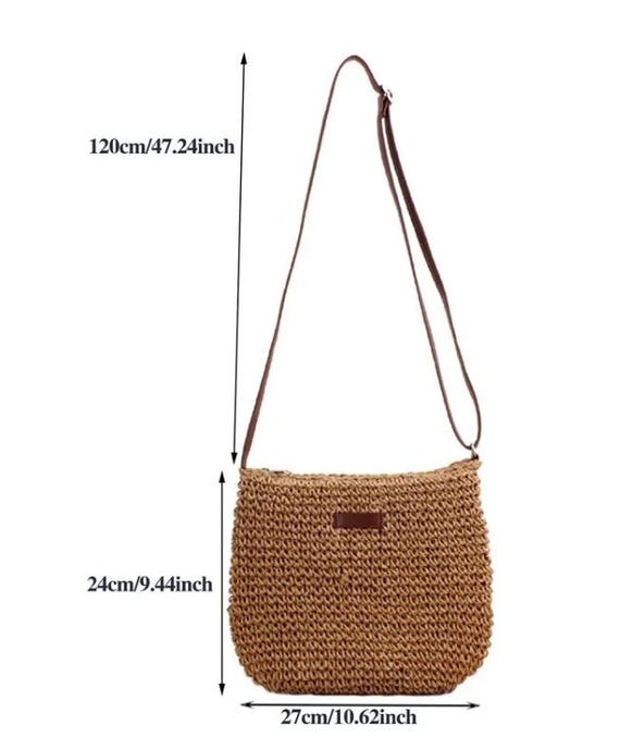 Sac à Bandoulière En Paille Tissé à La Main Pour Femme, Petit Sac à Bandoulière En