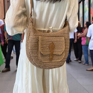 Sac à bandoulière bohème en paille 2025 - Sac à main en rotin tissé à la main avec fermeture à glissière, sac cartable en raphia de voyage d'été sur la plage