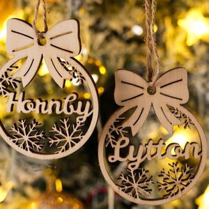 Personalized Christmas Ornaments With Name,Custom Wooden Christmas Tree Ornaments Noel,Xmas Decor,Christmas Gift Tag,Laser Cut Name Ornament