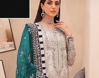Borduurwerk elegante feestkleding borduurwerk Pakistaanse shalwar kameez trouwjurk Indiase outfit.