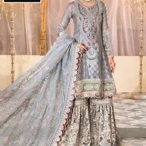 Embroidered Pakistani Gharara Dress: Velvet Wedding Outfit