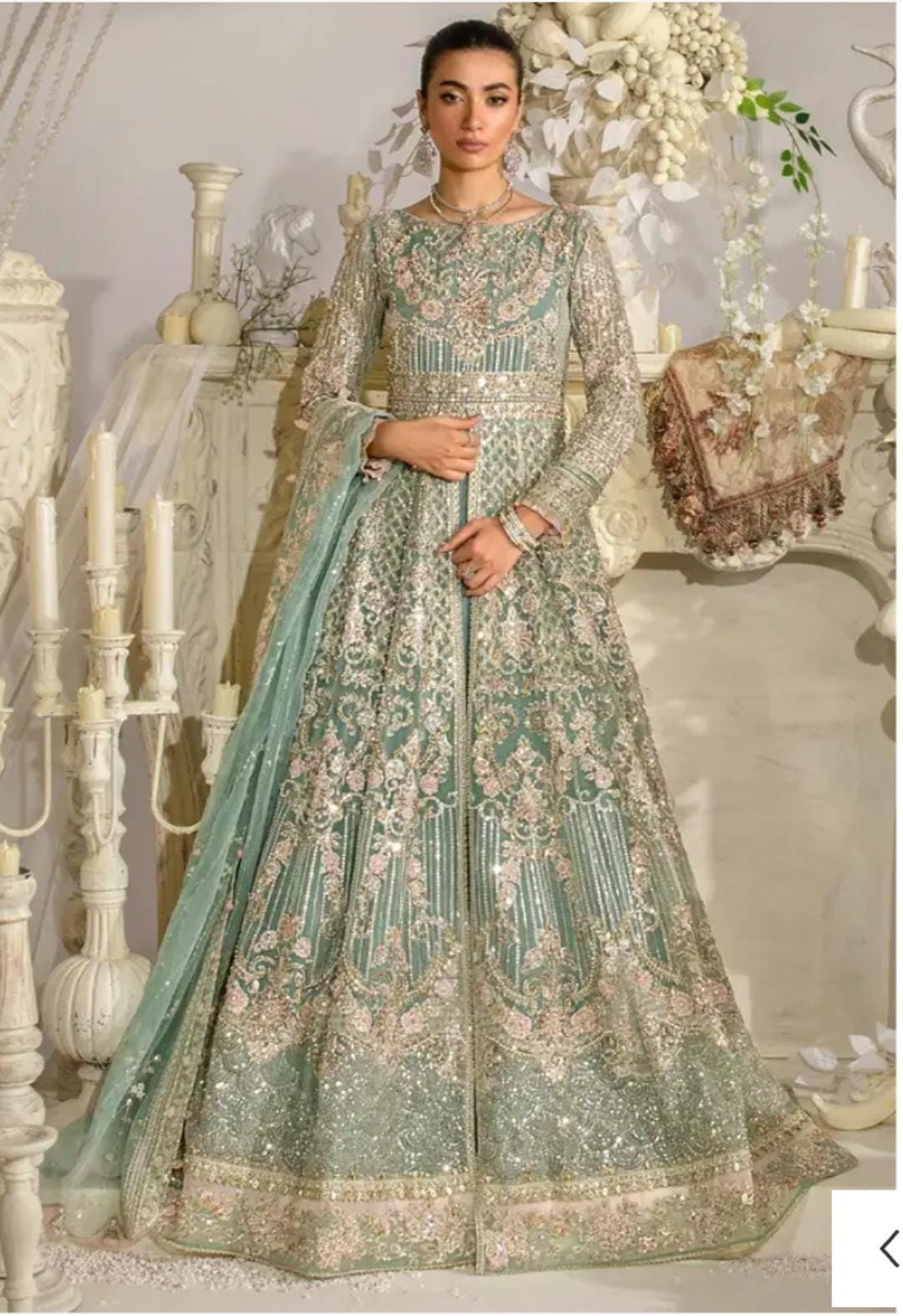 green emerald velvet dress Maria B | Bridal Couture