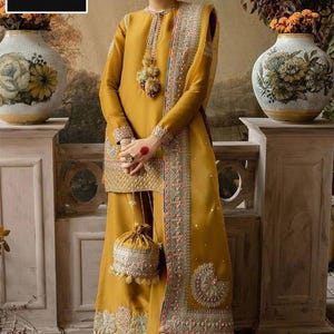 Embroidered Organza Gharara Dress: Pakistani Bridal Outfit