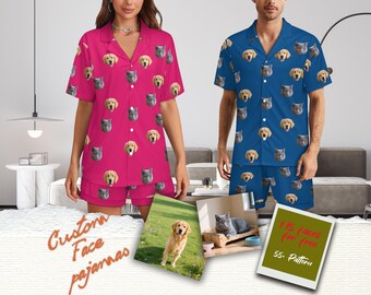 Personalisierte Gesichts Pyjama Set, Weihnachten Passende Pyjamas