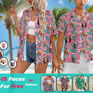 Custom Hawaiian Shirt With Face, Personalized Hawaiian Photo/Logo Shirt, Custom Men Hawaiian Button Up Shirts, Anniversary/Birthday Gifts