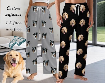 Custom Face Pajama Pants,Personalized Pants Pajamas,Gift for dad/mom, Photo Pajama,Dog Pajamas, Christmas/Anniversary Photo Gift For Her Him