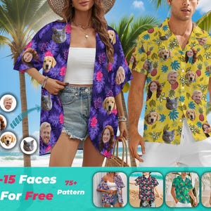 Custom Hawaiian Shirt With Face, Custom Photo/Logo Hawaiian Shirt, Shirt for Summer party, Hawaiian shirt kids,  Birthday/Vacation Gifts