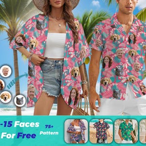 Custom Hawaiian Shirt With Face, Personalized Men Hawaiian Button Up Shirts, Photo/Logo Hawaiian Shirt, Anniversary/Birthday/Vacation Gifts