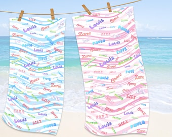 Personalized Name Beach Towel: Signature Style, Polyester, Custom Kids/Adults
