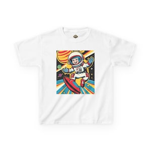 Camiseta de aventura espacial para niños, divertida camiseta de algodón para niños, camiseta con gráfico de astronauta, regalo ideal para amantes del espacio, ropa para fiestas de cumpleaños, cósmica