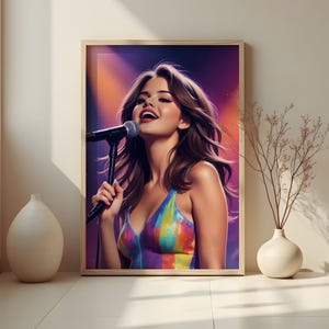 Selena Gomez, oeuvre d&#39;art de célébrités, impression numérique de la chanteuse américaine, affiches d&#39;actrices, art moderne à offrir, art hip hop, téléchargement numérique