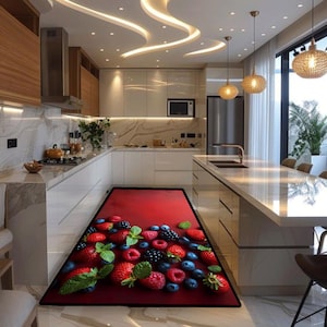 Tappeto di frutta, tappeto da cucina con frutta, tappeto a tema frutta, grazioso tappeto da cucina, tappeto con fantasia di frutta, tappeto da cucina, arredamento da cucina, regalo da cucina