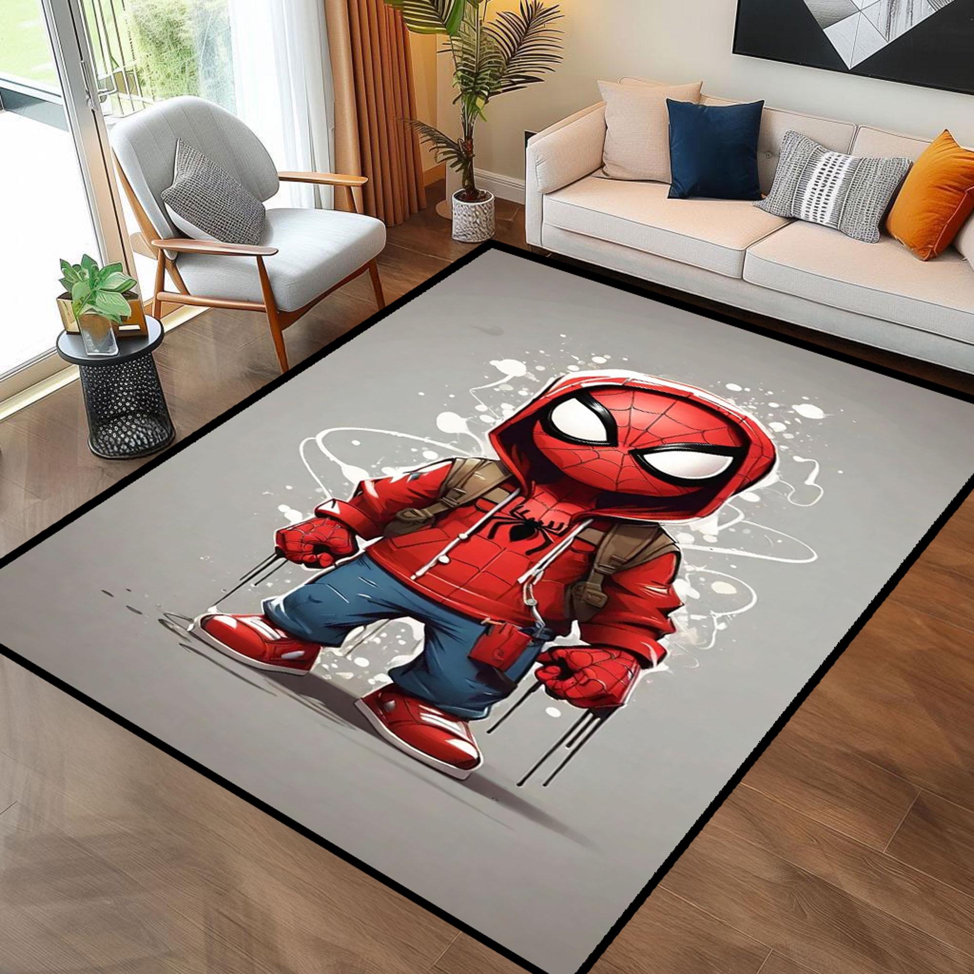 Spiderman Rug,cute Spiderman Rug,cartoon Superhero Rug,anime Style Rug ...