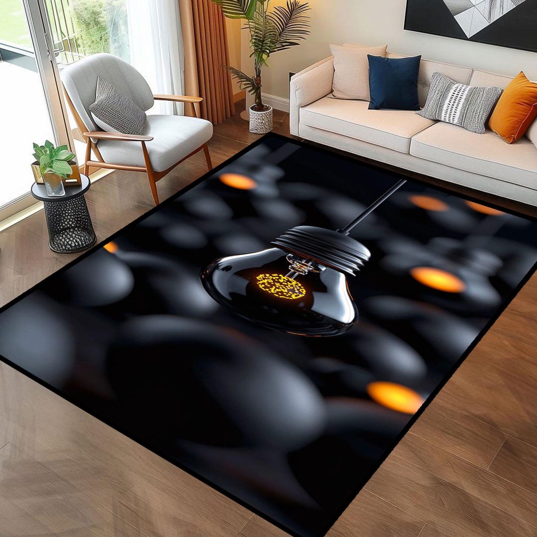 Light Bulb Rug Modern Light Bulb Rug,unique Modern Home Decor Rug,artistic Black ...