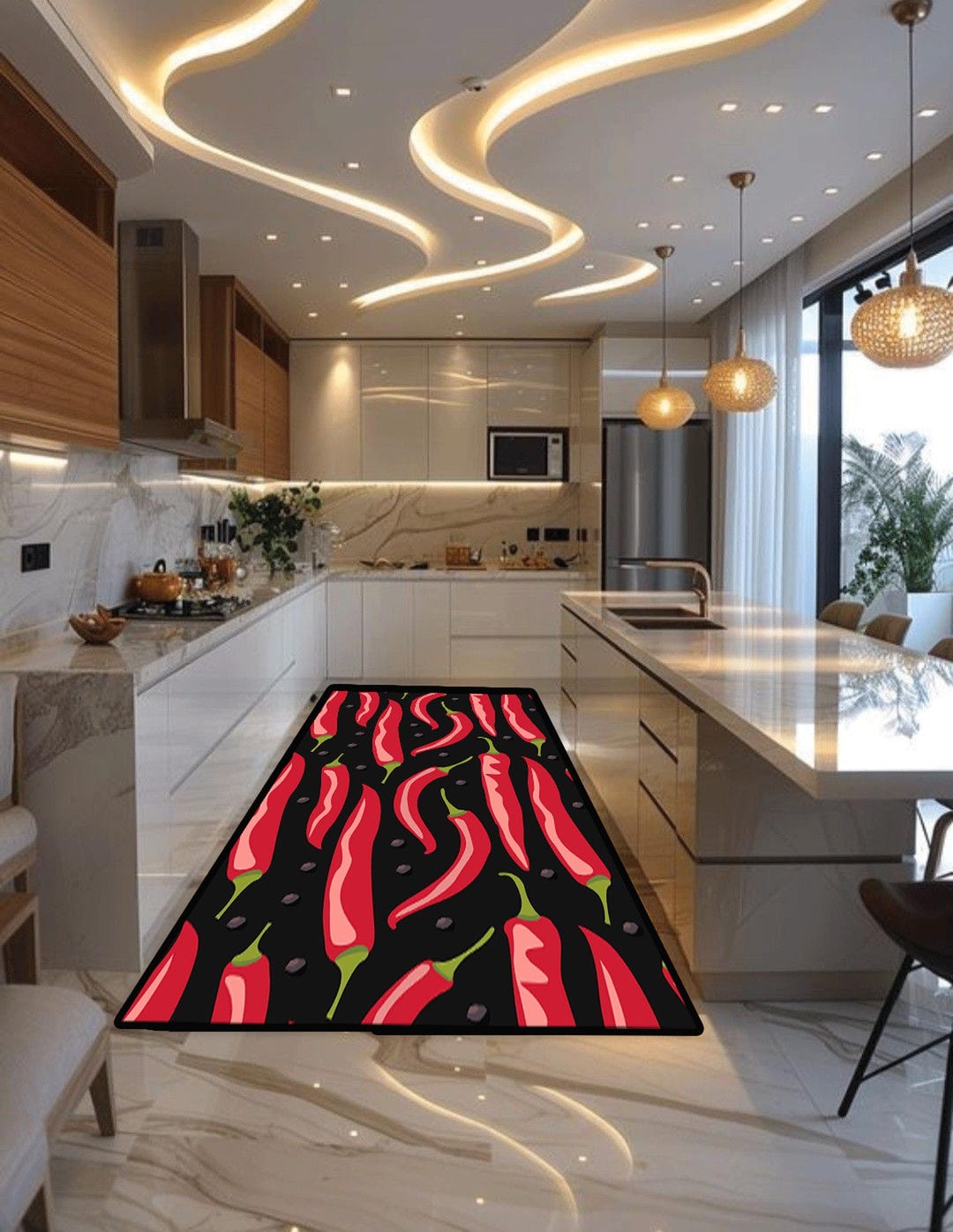 Pepper Rug , Chili Rug , Chili Pepper Kitchen Rug ,pepper Themed Rug ...