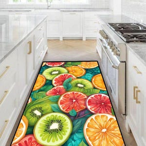 Fruits Rug , Fruits Themed Rug , Tropical Fruit Kitchen Rug , Summer Theme Rug , Cute Kitchen Decor , Kitchen Rug,Kitchen Decor,Kitchen Gift