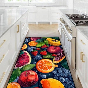Fruits Rug ,Colorful Fruit Rug,Fruits Themed Rug,Cute Kitchen Rug,Summer Theme Rug,Cute Kitchen Decor,Kitchen Rug,Kitchen Decor,Kitchen Gift