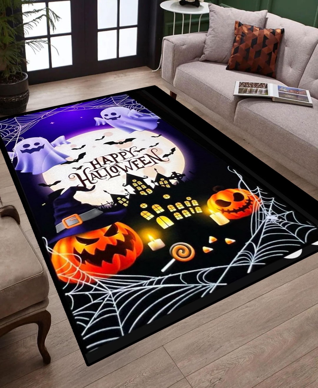 Ghost Rugs Halloween Rug,ghost Pumpkin Rug,ghost Theme Rug,halloween Rug With ...
