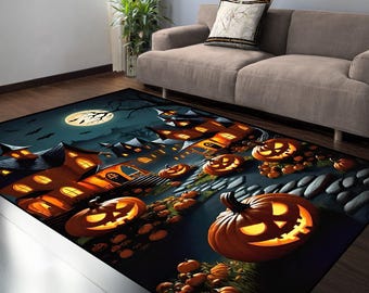 Halloween Rug, Halloween Decor, Pumpkin Rug, Halloween Rug With Pumpkins, Horror Themed Rug,  Pumpkin Halloween Decor , Halloween Gift , Rug