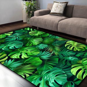 Leaf Rug ,Leaf Pattern Rug ,Living Room Rug ,Tropical Rug ,Leaf Themed Rug,Green Leaf,Tropical Decor Rug,Living Room Decor,Nature Lover Gift