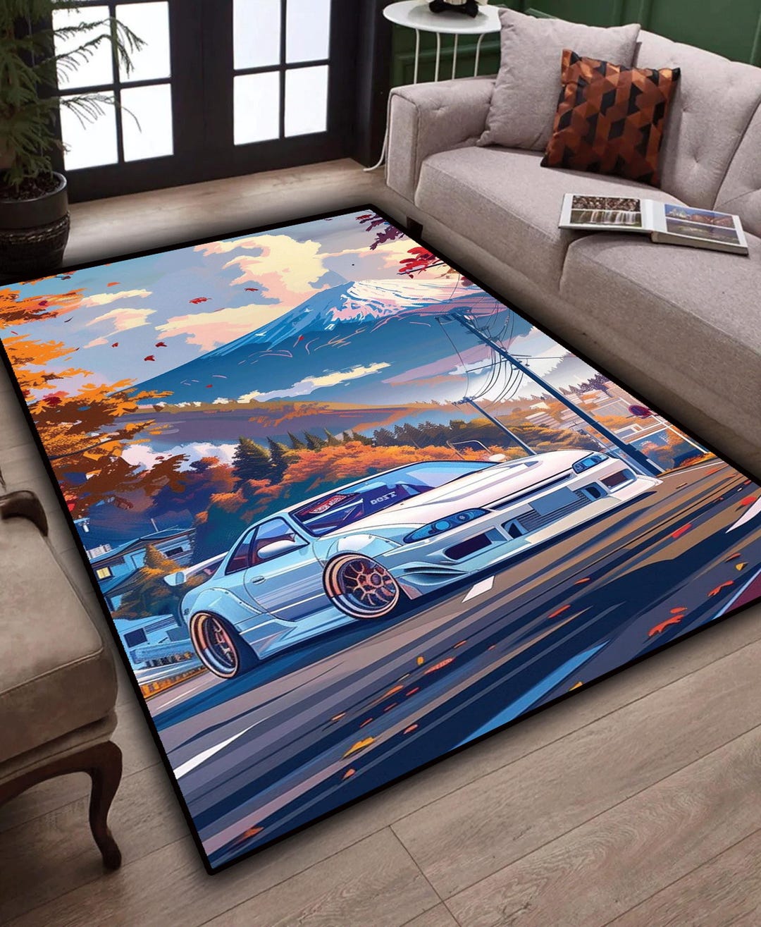 JDM Car Rug, Drift Car Rug, Racing Rug, Sports Car Print Rug, Cool ...