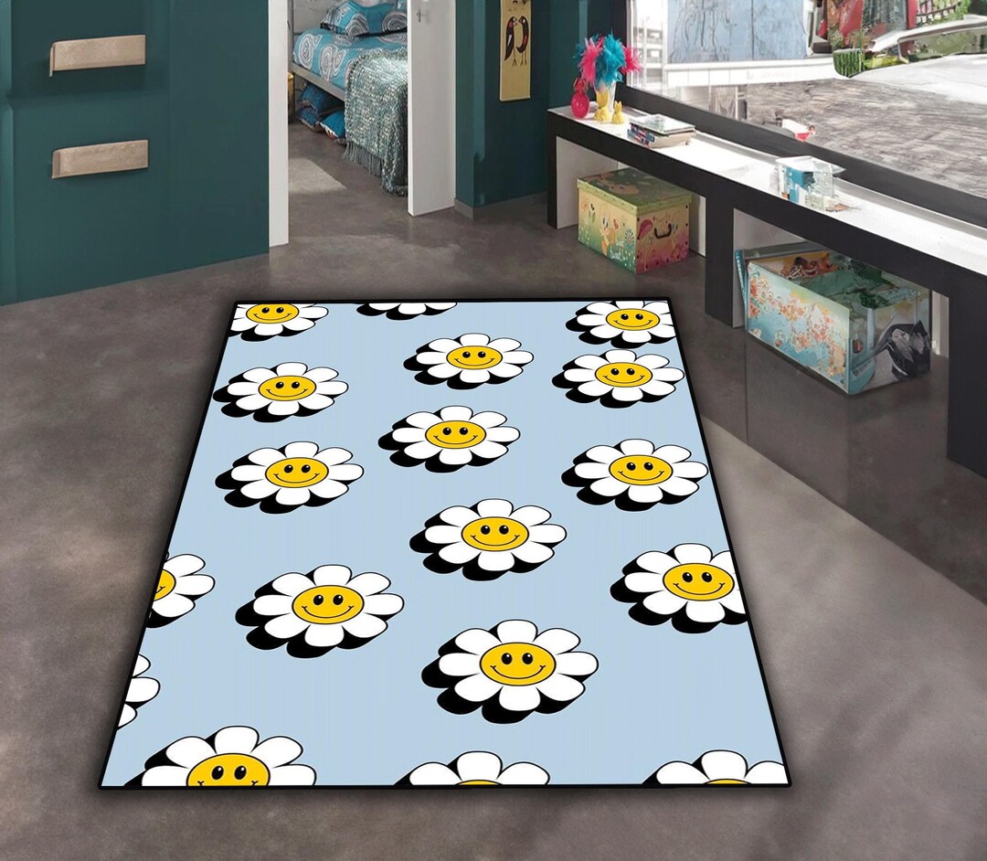 Fun Daisy Rug Daisy Rug ,daisy Themed Rug ,happy Daisy Rug ,kids Room Rug ,kids Rug ...