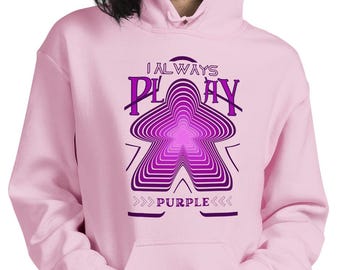 Sudadera con capucha Meeple Gamer: Siempre juego morado - Sudadera unisex