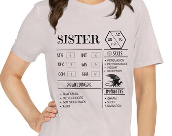 D&D Sister T-Shirt: RPG Gamer Girl Gift