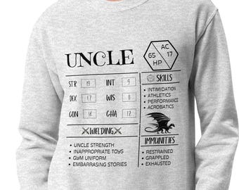 Funny D&D Uncle Sweatshirt: Nerdy Dungeon Master Gift