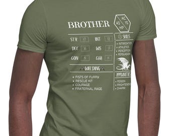 D&D Brother Character Sheet T-Shirt: Funny Nerdy Gamer Gift