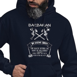 D & D Barbar Hoodie, Dungeons und Dragons Sweatshirt, Barbarian Klasse Pullover, RPG Gamer Geschenk, Fantasy Tabletop Bekleidung
