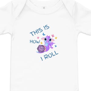 This Is How I Roll, DnD Baby Bodysuit, Dungeons and Dragons Funny Dice RPG Onesie, Tabletop Gamer Baby Shower Gift