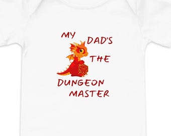 Dad Is the Dungeon Master Baby Bodysuit: DnD Gamer Gift