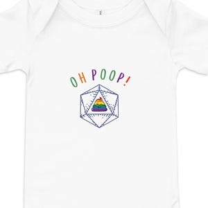 D&D Baby Bodysuit, &quot;Oh Poop!&quot; Fun Dice Roll Inspired Onesie, Dungeons and Dragons Nerdy Baby Shower Gift, Dungeon Master in Training Outfit