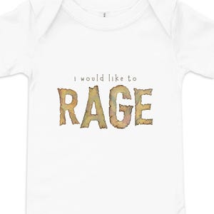D&D Baby Bodysuit, “I Would Like to RAGE”, Funny Dungeons and Dragons Onesie, RPG Baby Gift, Geeky Newborn Outfit