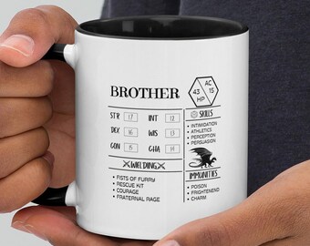 D&D Brother Mug: Funny Character Sheet, RPG Gift