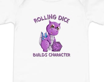 Dungeons and Dragons Baby Bodysuit: Rolling Dice D&D Onesie