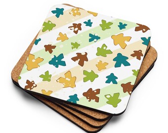 Colorful Meeples Coaster: Board Game Lover Gift, Geeky Home Decor