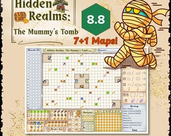 Juego de mesa imprimible y jugable: Reinos ocultos: La tumba de la momia