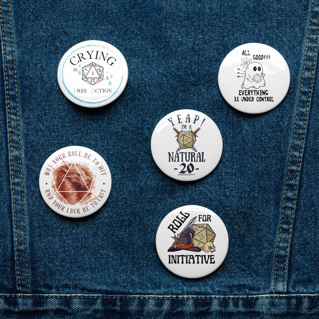 Funny Dnd Pin Button Set: RPG Quote Badges for Dms & Players - Etsy