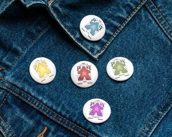 Juego de pines de colores para jugadores de juegos de mesa: regalo para jugadores, botones de hojalata de 1,25"