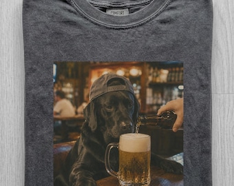 Funny Black Labrador Drinking Beer Shirt, Dog Meme Graphic Tee, Silly Novelty Shirt, Sarcastic Gift, Funny Shirt Women Men Idea