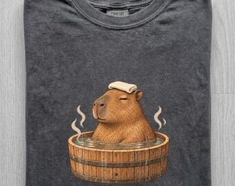 Comfort Colors We Soak At Dawn Shirt, Funny Capybara Tee, Cute Capybara T-Shirt, Hot Tub Animal Gift, Vintage Relaxing Meme Shirt