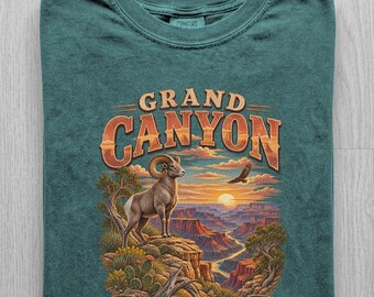 Vintage Grand Canyon Shirt, Arizona National Park Tee, Bighorn Sheep Graphic T-Shirt, Retro Desert Travel Souvenir Gift
